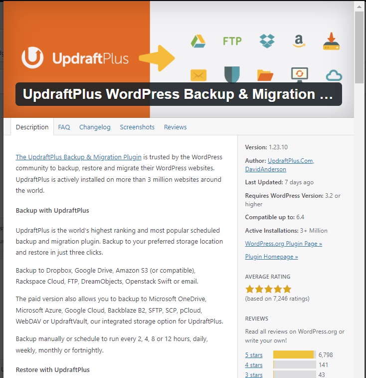 UpdraftPlus WordPress
