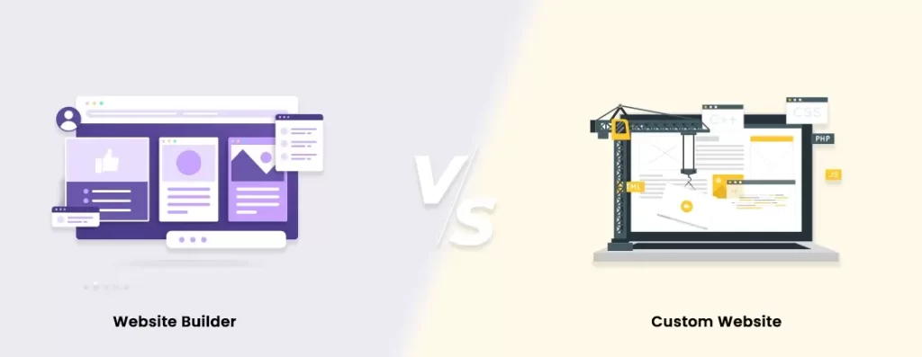 Side-by-side comparison generic drag-and-drop website builder vs. a professional custom website interface